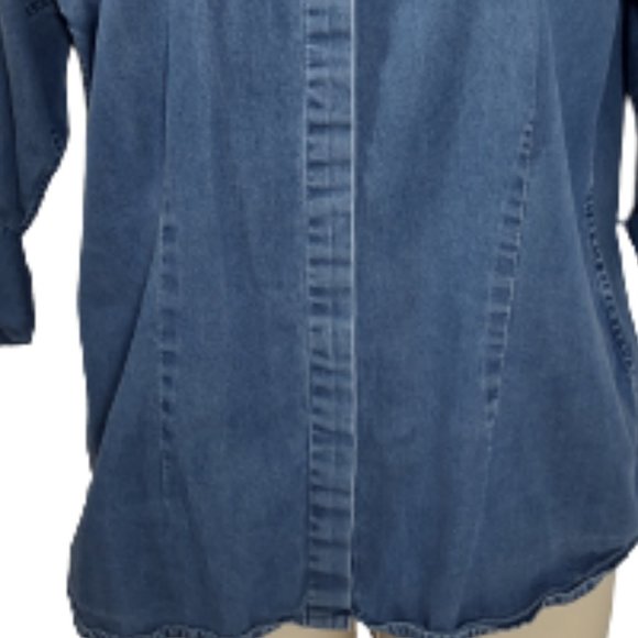 The Pampered Chef Denim Button Up Shirt Women's Medium 3/4 Sleeve Consultant - Picture 7 of 8